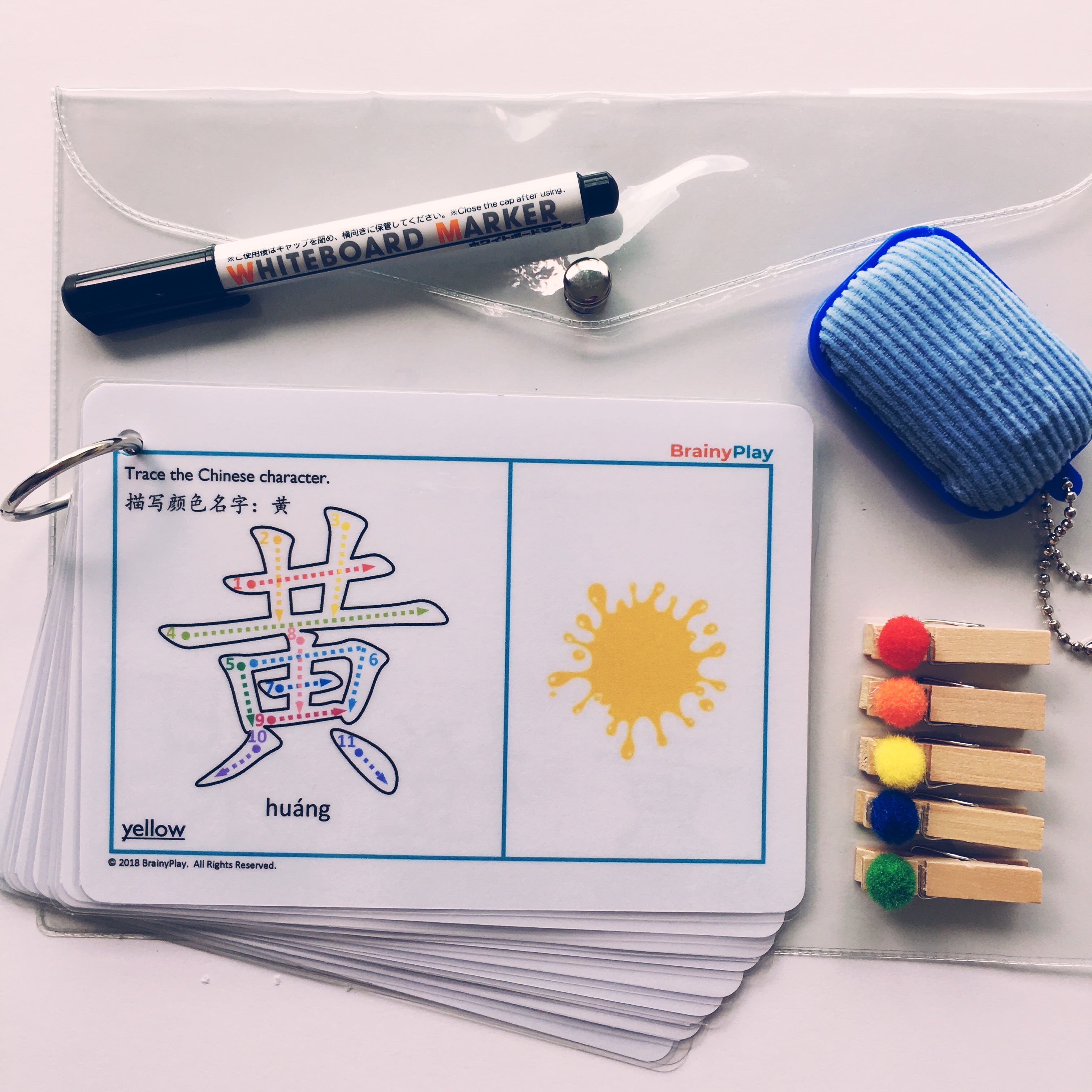 Bilingual DryErase Picture Flash Cards Chinese with Hanyu Pinyin and